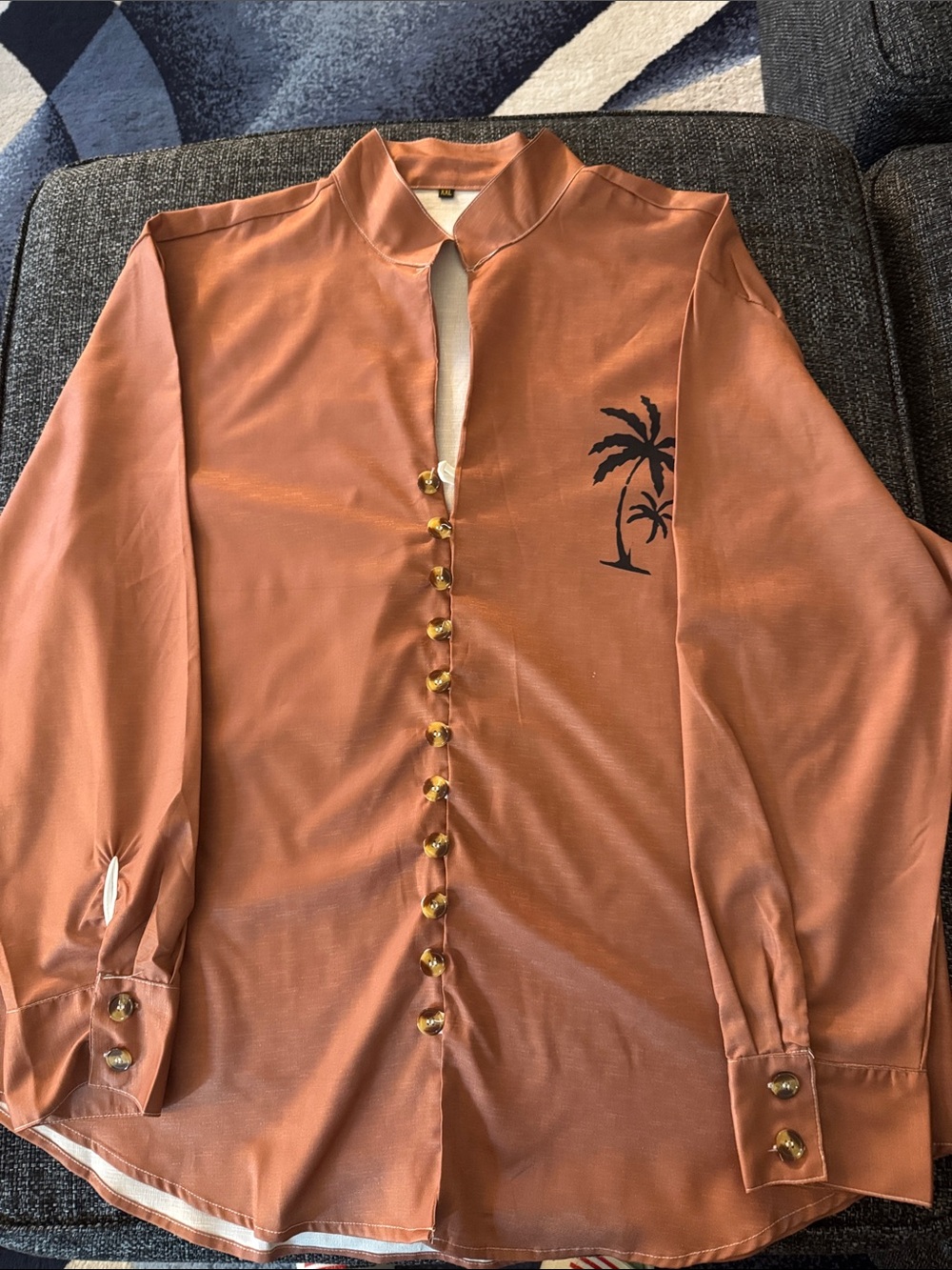 Rust Palm Tree Button-Up Shirt